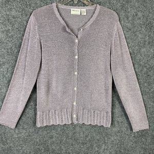 Vintage Cardigan Sweater By Preview International Lavender Women Medium